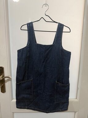 Forever 21 Dark Blue Denim Pinafore Dress